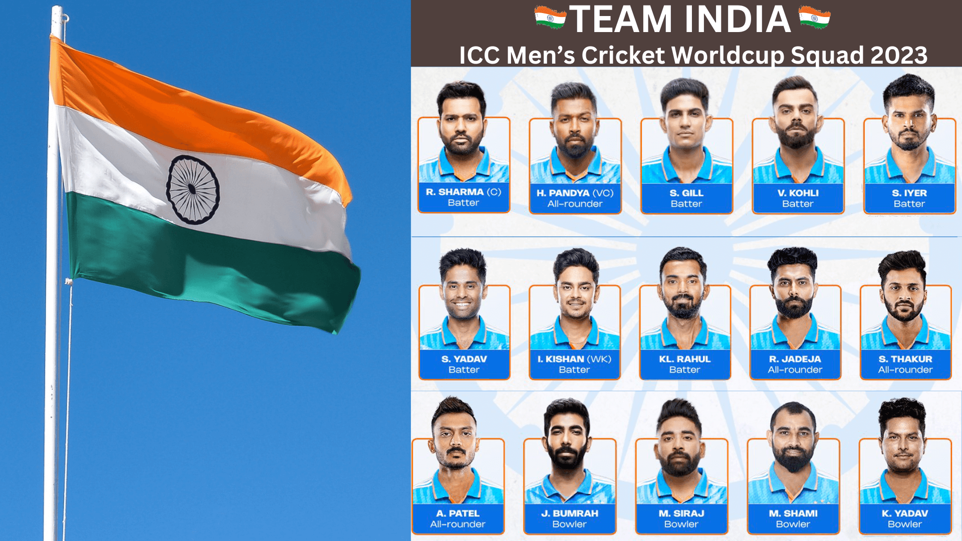 India Squad For WC 2023