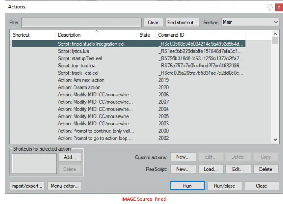 Reaper session with FMOD integration