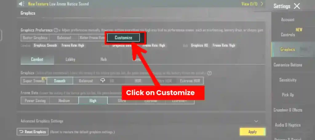 BGMI Graphic Setting