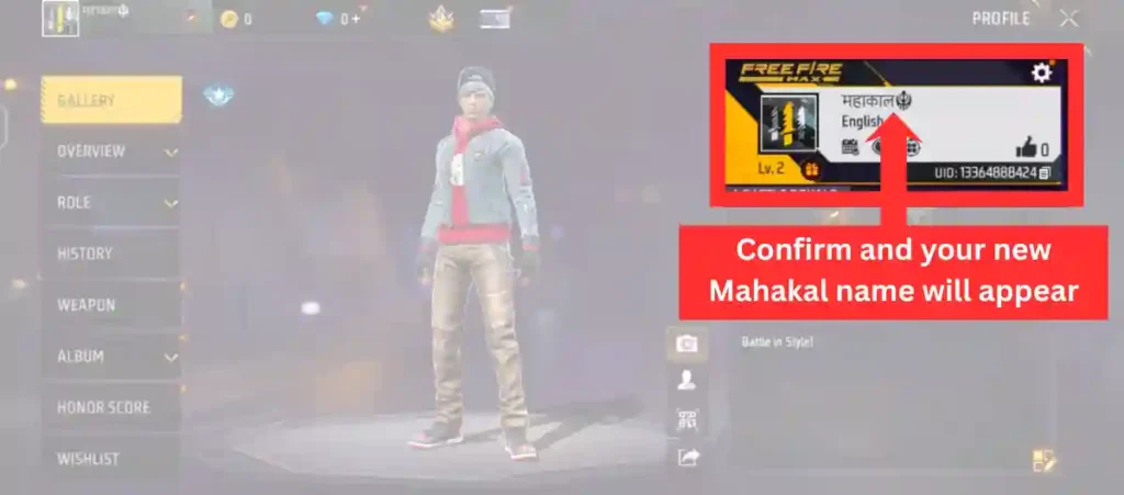 Garena Free Fire Nickname Changed