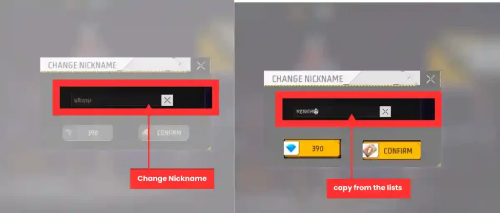 Garena Free Fire Mahakal Nickname