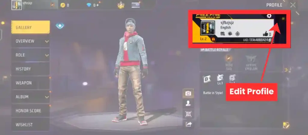 Garena Free Fire Edit Profile