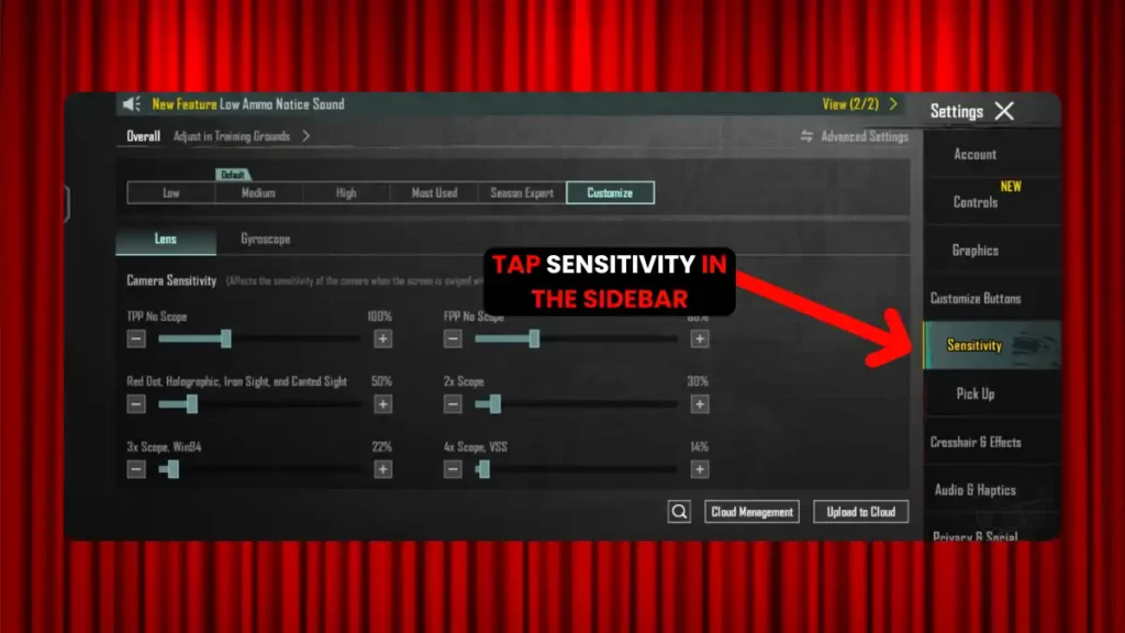 BGMI sensitivity Screen