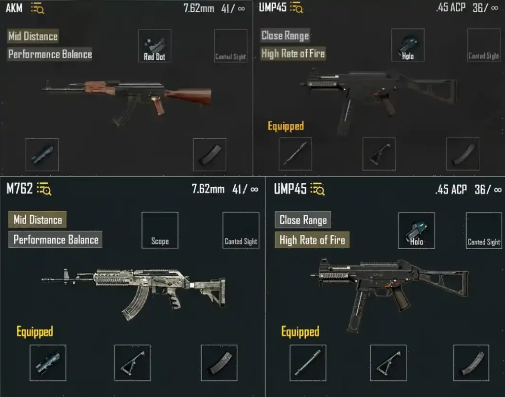 AKM and UMP45 gun combination in BGMI for aggressive rush playstyle