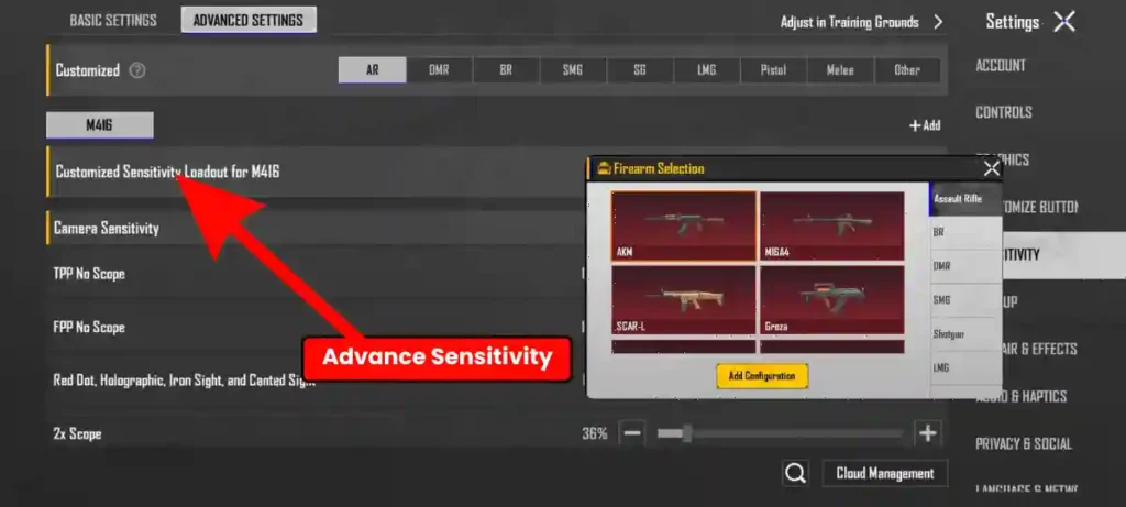 Advance sensitivity settings in BGMI Image
