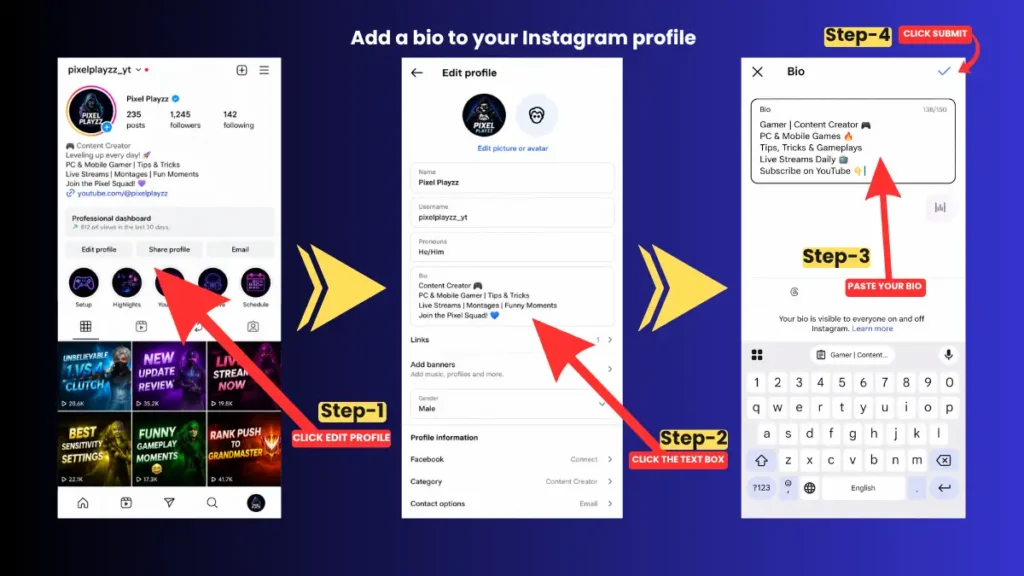 How to update Instagram bio Image