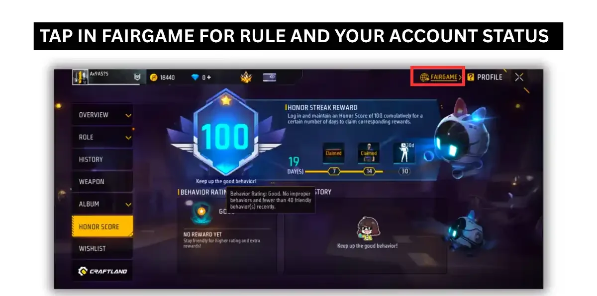 Free Fire HONOR Score FAIGAME Image 