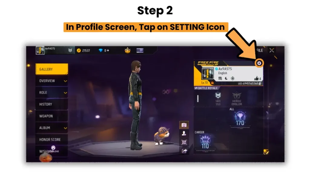 free fire profile screen image